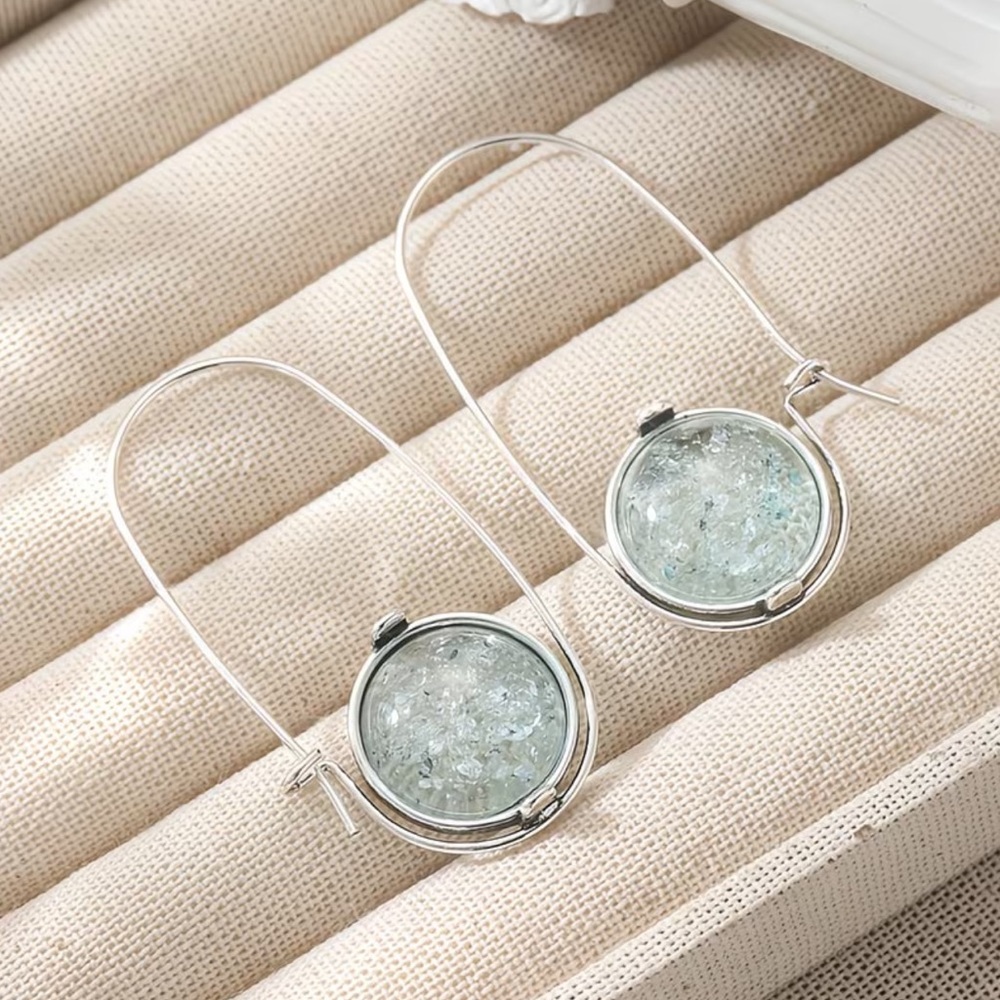 New! Elegant Silver and Blue Dangle Earrings 🐋 A0-18 - Picture 2 of 6